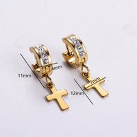 12 Pairs Casual Cross Plating Inlay Stainless Steel Zircon 18K Gold Plated Drop Earrings main image 7