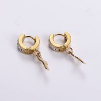 12 Pairs Casual Cross Plating Inlay Stainless Steel Zircon 18K Gold Plated Drop Earrings main image 5