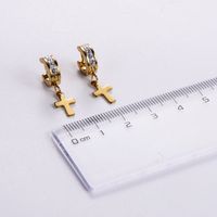 12 Pairs Casual Cross Plating Inlay Stainless Steel Zircon 18K Gold Plated Drop Earrings main image 3