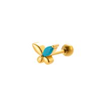 1 Piece Ear Cartilage Rings & Studs Sweet Flower Butterfly 316 Stainless Steel  Copper Plating Inlay Gem Zircon sku image 4