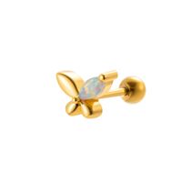 1 Piece Ear Cartilage Rings & Studs Sweet Flower Butterfly 316 Stainless Steel  Copper Plating Inlay Gem Zircon sku image 16