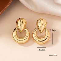 1 Pair Simple Style Solid Color Plating Hollow Out Ferroalloy 14k Gold Plated Ear Studs main image 6
