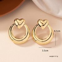 1 Pair Simple Style Solid Color Plating Hollow Out Ferroalloy 14k Gold Plated Ear Studs main image 7