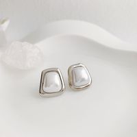 1 Pair Simple Style Classic Style Square Plating Inlay Alloy Artificial Pearls White Gold Plated Ear Studs main image 1
