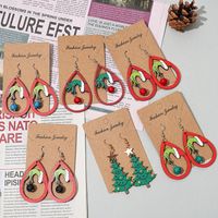 1 Pair Christmas Classic Style Streetwear Christmas Tree Wood Turquoise Drop Earrings main image 5