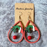 1 Pair Christmas Classic Style Streetwear Christmas Tree Wood Turquoise Drop Earrings main image 3