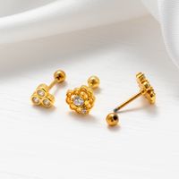 1 Piece Ear Cartilage Rings & Studs Sweet Heart Shape Flower Airplane 316 Stainless Steel  Copper Plating Inlay Zircon main image 6