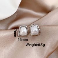 1 Pair Simple Style Classic Style Square Plating Inlay Alloy Artificial Pearls White Gold Plated Ear Studs sku image 1