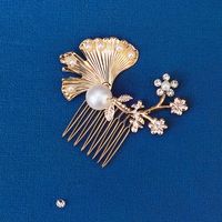 Retro Flower Alloy Inlay Pearl Zircon Insert Comb main image 4