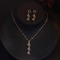 Simple Style Geometric Butterfly Copper Plating Inlay Zircon 18k Gold Plated Earrings Necklace Jewelry Set main image 3