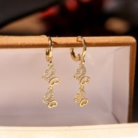 Simple Style Geometric Butterfly Copper Plating Inlay Zircon 18k Gold Plated Earrings Necklace Jewelry Set sku image 2