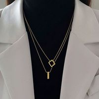 Großhandel Einfacher Stil Einfarbig Titan Stahl Halskette Mit Anhänger main image 1