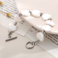 Simple Style Classic Style Heart Shape Artificial Pearl Titanium Steel Beaded Women's Bracelets main image 3