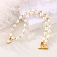 Großhandel Einfacher Stil Klassischer Stil Herzform Titan Stahl Perlen Halskette Mit Anhänger main image 4
