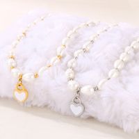 Großhandel Einfacher Stil Klassischer Stil Herzform Titan Stahl Perlen Halskette Mit Anhänger main image 1