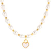 Großhandel Einfacher Stil Klassischer Stil Herzform Titan Stahl Perlen Halskette Mit Anhänger main image 2