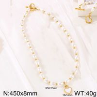 Wholesale Simple Style Classic Style Heart Shape Titanium Steel Beaded Pendant Necklace sku image 2