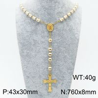 Titanium Steel 18K Gold Plated Basic Plating Cross Pendant Necklace sku image 1