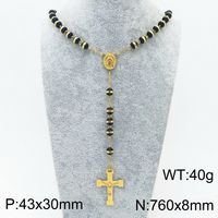 Titanium Steel 18K Gold Plated Basic Plating Cross Pendant Necklace sku image 2