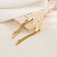 1 Pair Vintage Style Round Tassel Solid Color Plating Chain Stainless Steel 18k Gold Plated Drop Earrings main image 2