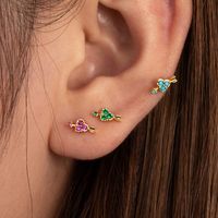 1 Piece Ear Cartilage Rings & Studs Sweet Heart Shape 316 Stainless Steel  Copper Plating Inlay Zircon main image 5