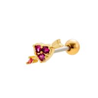 1 Piece Ear Cartilage Rings & Studs Sweet Heart Shape 316 Stainless Steel  Copper Plating Inlay Zircon sku image 7