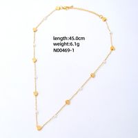 304 Stainless Steel Copper Simple Style Inlay Devil's Eye Square Eye Crystal Glass Freshwater Pearl Necklace sku image 1