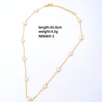 304 Stainless Steel Copper Simple Style Inlay Devil's Eye Square Eye Crystal Glass Freshwater Pearl Necklace sku image 2