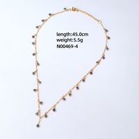 304 Stainless Steel Copper Simple Style Inlay Devil's Eye Square Eye Crystal Glass Freshwater Pearl Necklace sku image 4