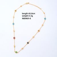 304 Stainless Steel Copper Simple Style Inlay Devil's Eye Square Eye Crystal Glass Freshwater Pearl Necklace sku image 8