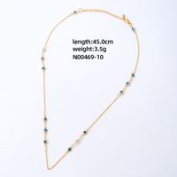 304 Stainless Steel Copper Simple Style Inlay Devil's Eye Square Eye Crystal Glass Freshwater Pearl Necklace sku image 9