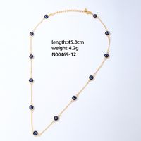 304 Stainless Steel Copper Simple Style Inlay Devil's Eye Square Eye Crystal Glass Freshwater Pearl Necklace sku image 11