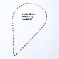 304 Stainless Steel Copper Simple Style Inlay Devil's Eye Square Eye Crystal Glass Freshwater Pearl Necklace sku image 14
