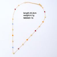 304 Stainless Steel Copper Simple Style Inlay Devil's Eye Square Eye Crystal Glass Freshwater Pearl Necklace sku image 15