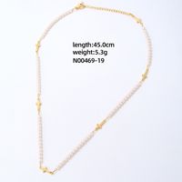 304 Stainless Steel Copper Simple Style Inlay Devil's Eye Square Eye Crystal Glass Freshwater Pearl Necklace sku image 18