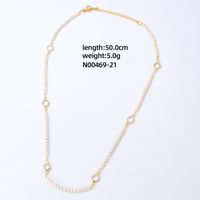 304 Stainless Steel Copper Simple Style Inlay Devil's Eye Square Eye Crystal Glass Freshwater Pearl Necklace sku image 20