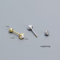 1 Pair Simple Style Geometric Solid Color Plating Inlay Sterling Silver Artificial Pearls Ear Studs main image 3