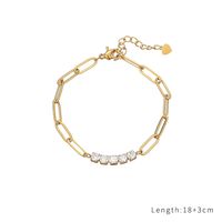 Casual Simple Style Classic Style Solid Color Stainless Steel Titanium Steel Gold Plated Zircon Bracelets In Bulk main image 9