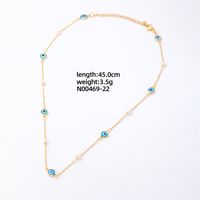304 Stainless Steel Copper Simple Style Inlay Devil's Eye Square Eye Crystal Glass Freshwater Pearl Necklace sku image 21