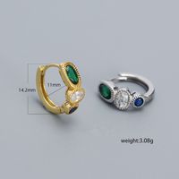 1 Paar Ig-stil Glänzend Oval Überzug Inlay Sterling Silber Zirkon Ohrringe main image 4
