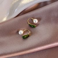1 Pair Vintage Style Simple Style Round Inlay Alloy Pearl Gold Plated Ear Studs main image 3