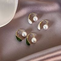 1 Pair Vintage Style Simple Style Round Inlay Alloy Pearl Gold Plated Ear Studs main image 6