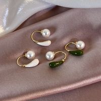 1 Pair Vintage Style Simple Style Round Inlay Alloy Pearl Gold Plated Ear Studs main image 7