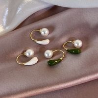 1 Paire Style Vintage Style Simple Rond Incruster Alliage Perle Plaqué Or Boucles D'oreilles main image 7