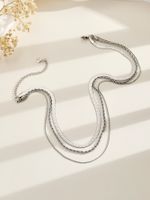 304 Stainless Steel Simple Style Classic Style Solid Color Three Layer Necklace main image 1