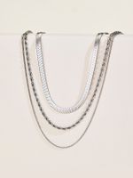 304 Stainless Steel Simple Style Classic Style Solid Color Three Layer Necklace main image 4