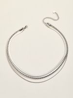 304 Stainless Steel Simple Style Classic Style Solid Color Three Layer Necklace main image 3
