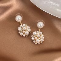 1 Pair Ethnic Style Simple Style Flower Plating Inlay Alloy Pearl Gold Plated Drop Earrings main image 1