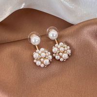 1 Pair Ethnic Style Simple Style Flower Plating Inlay Alloy Pearl Gold Plated Drop Earrings main image 6