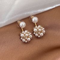 1 Pair Ethnic Style Simple Style Flower Plating Inlay Alloy Pearl Gold Plated Drop Earrings main image 3